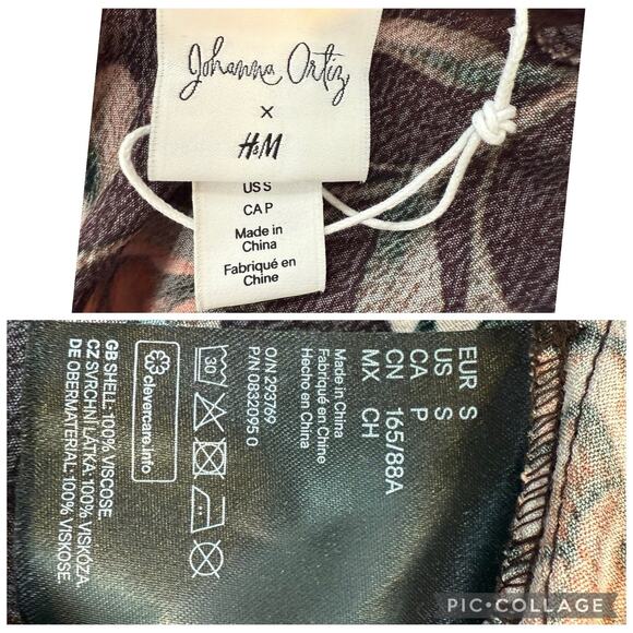 Johanna Ortiz X H&M NWOT Brown Floral Dress Small Hi Low Maxi Ruffle Tiered - Picture 15 of 16